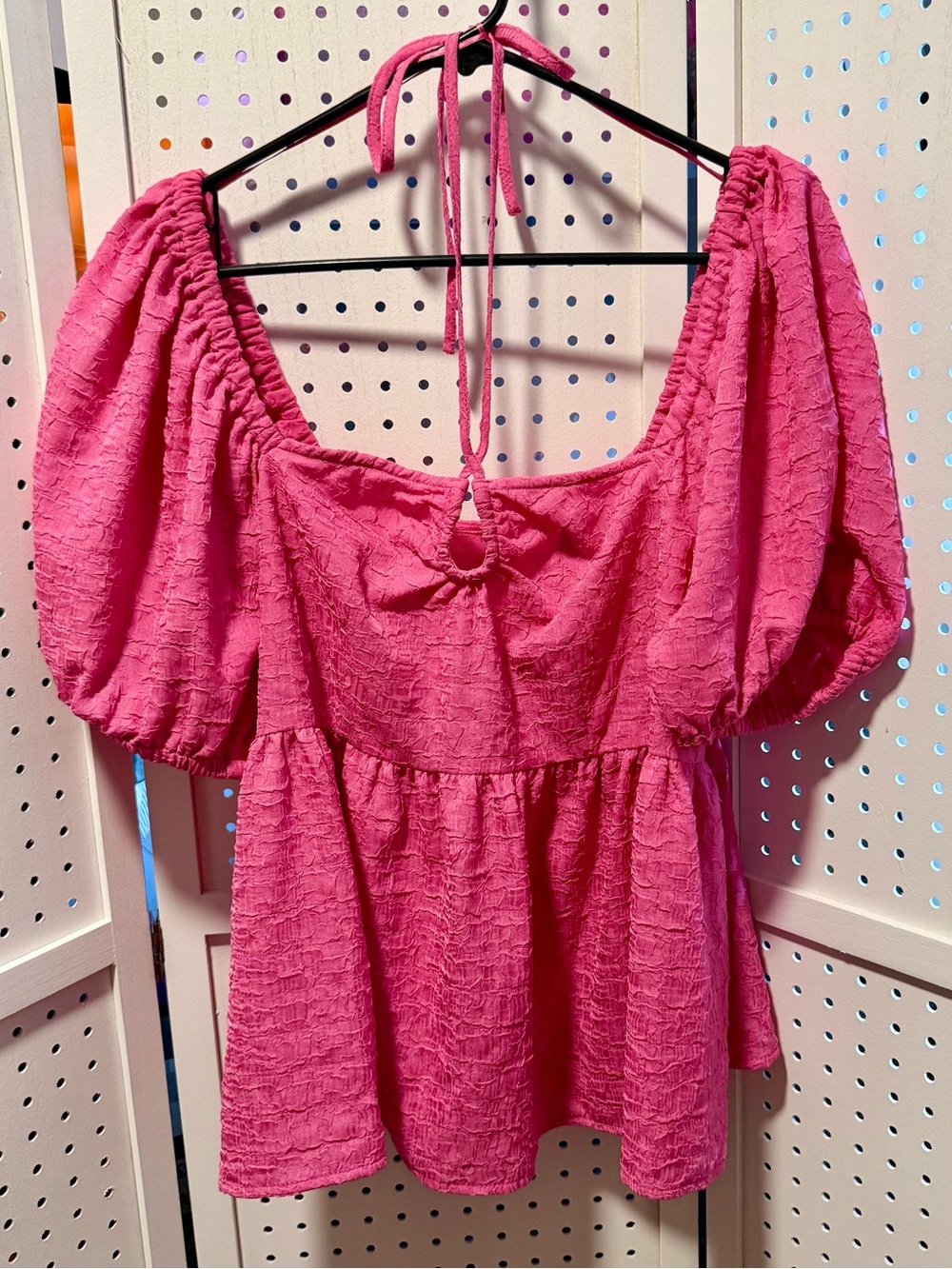Future Collective Pink Puff Sleeve Top Size XL